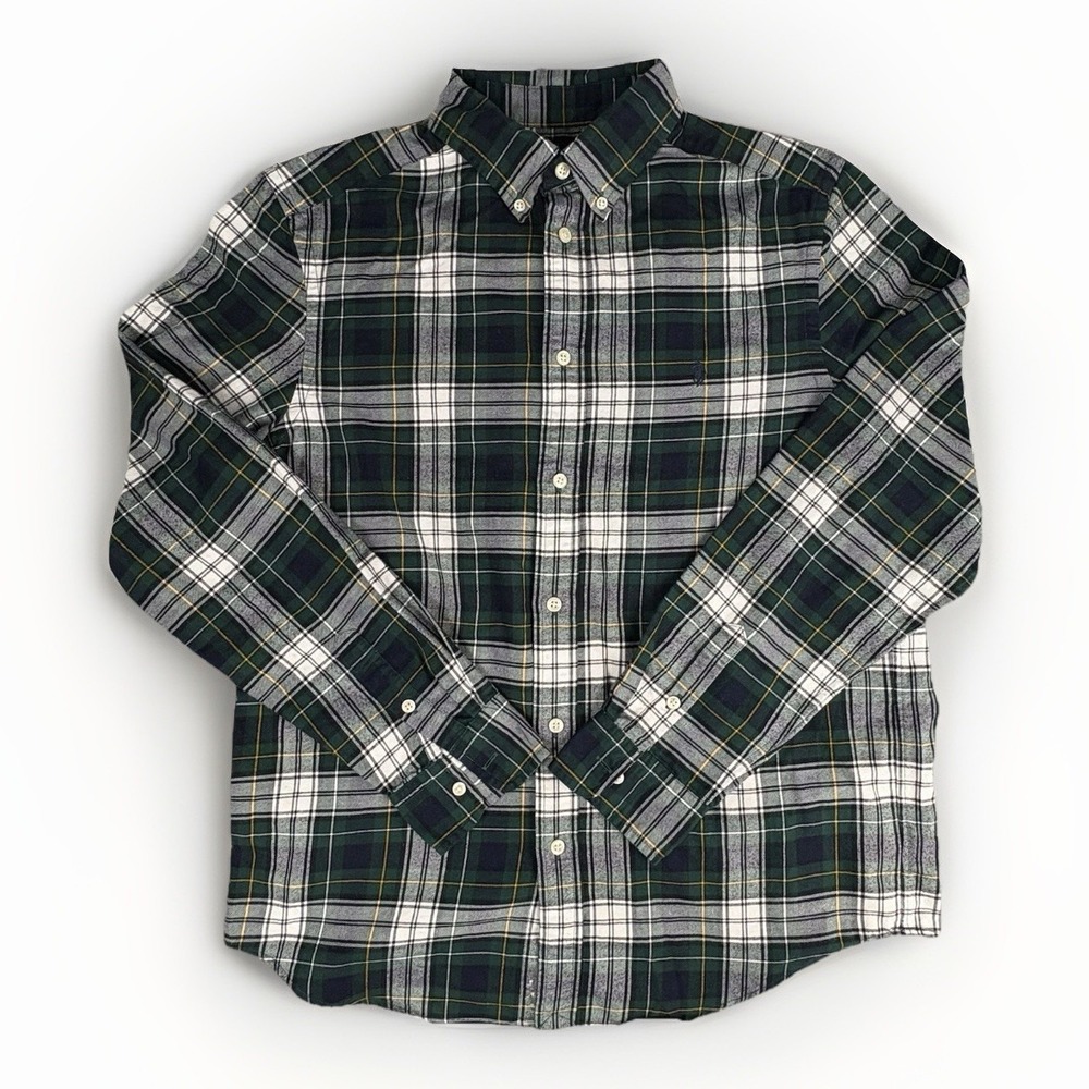 Polo Ralph Lauren Flannel Shirt Kids XL 18-30 Green Plaid  Button Down